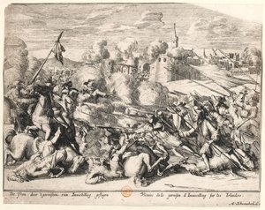 Enniskillen-garnisonens sejr over irerne i 1689, ca. 1691 af Dutch School