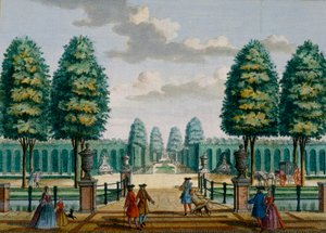 Udsigt fra huset mod frontporten, Meerestein, fra Het Zeganpralent Kennemerlant af Hendrick de Leth og Matthias Brouerius Van Nidek, udgivet ca. 1700-1730 af Dutch School