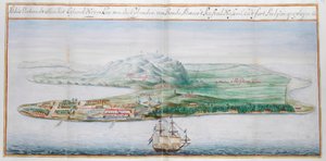 Udsigt over en af Banda-øerne. af Dutch School
