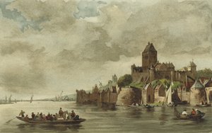 View of the Valkhof Castle, Nijmegen  af Dutch School