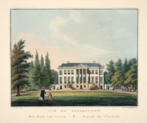 Vue de Broekhuisen. Huset forfra. Facade du Chateau af Dutch School