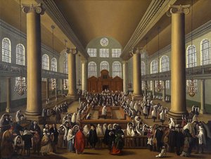 Den portugisiske synagoge, Amsterdam af Dutch School Dutch School