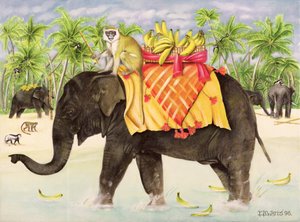 Elephants with Bananas, 1998 (akryl på lærred)