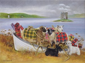 Får med Tartan, 1999 (akryl på lærred)