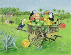 Toucaner og vandmeloner i gammel thailandsk vogn, 2004 (olie på lærred)