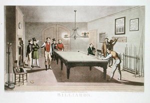 Billard, indgraveret af G. Hunt, udgivet 1827 (radering) af E.F. (after) Lambert
