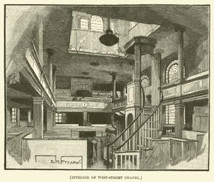 Interiør af West-Street Chapel (gravering) af E.H. Fitchew