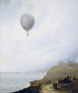 Ballon over klipperne, Dover, 1840 af E.W. Cocks
