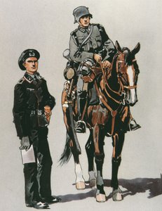 Tankofficer og bereden soldat fra den tyske hær af E. (after) Dobrich