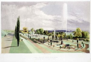 Lower Terrace Garden, Worsley Hall, pub. af Thomas McLean (litho) af E. Adveno Brooke