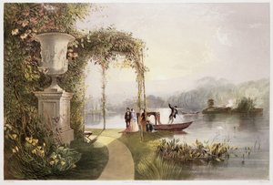 Søen, Trentham Hall Gardens, fra "The Gardens of England", udgivet 1857 (chromolitho)