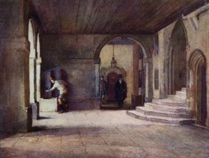 Eton: The Cloisters (farve litho) af E. D. Brinton
