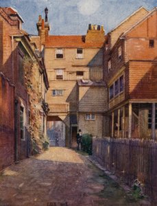 Eton: The Old Christopher Yard (farve litho) af E. D. Brinton