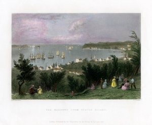 The Narrows set fra Staten Island, New York, USA, 1837.
