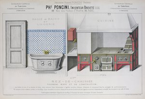 Køkken- og badeværelsesdesign, illustration fra 