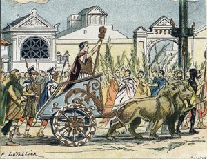 Jules Cesars (Giulio Cesare eller Caius Julius Cæsars) triumfstyrke, politiker og romersk forfatter