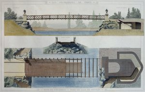 Bois de Vincennes og broen ved Reuilly-øen, illustration fra "Promenades de Paris", graveret af Jean Joseph Sulpis (1826-1911) af E. and Dardoize, Louis Emile Hochereau