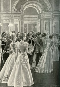Statsreceptionen i Buckingham Palace: Indgangen til Prinsen og Prinsessen af Wales, c1897