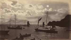 Moonlight Effect-Bay of Panama, 1877. af Eadweard Muybridge