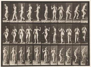 Plade 101. Dreje- og opadgående trapper, vinkende hånd, 1872-1885 af Eadweard Muybridge