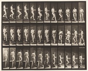 Tavle 144. Nedstigende Trapper; Drejebassin i hænder af Eadweard Muybridge