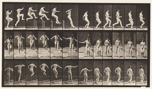 Plade 155. Hop, Løb, Lige Højdespring af Eadweard Muybridge