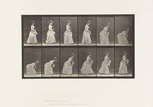 Tallerken 211. Bøje- og løftetørklæde; Parasol i venstre hånd, 1885 af Eadweard Muybridge