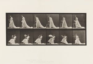 Plade 242.Placering af stol, sidder og flirter en ventilator, 1885 af Eadweard Muybridge