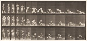 Tavle 256. Liggende på jorden og læser, 1872-1885 af Eadweard Muybridge