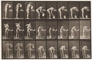 Tallerken 413. Hældning af vand i kummen og vaskeansigt af Eadweard Muybridge