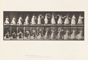 Tallerken 424.Toilet; At rejse sig fra stolen og tage sjal på, 1885 af Eadweard Muybridge