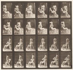 Tallerken 451. To modeller, 8 tager en kop te, 1 kop og drikkevarer, 1872-1885 af Eadweard Muybridge