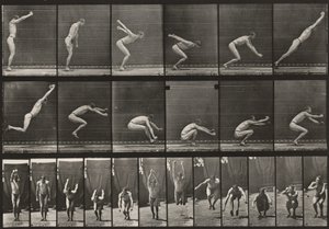 Tavle nummer 163. Spring, stående længdespring af Eadweard Muybridge