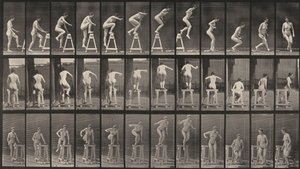 Tavle nummer 171. Stige op på en buk, springe ned og dreje rundt af Eadweard Muybridge