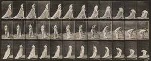 Tavle nummer 56. Gå, vende sig og bøje sig for at løfte slæbet af Eadweard Muybridge