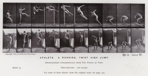 Den menneskelige figur i bevægelse: atlet, et løbende, drejehøjdespring (s/h-billede) af Eadweard Muybridge