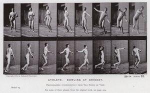 The Human Figure in Motion: Atlet, bowling ved cricket (s/h-billede) af Eadweard Muybridge