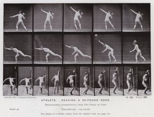 Den menneskelige figur i bevægelse: Atlet, der hæver en 20-punds sten (s/h-billede) af Eadweard Muybridge