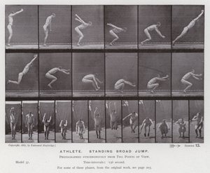 Den menneskelige figur i bevægelse: Atlet, stående bredspring (s/h-billede) af Eadweard Muybridge