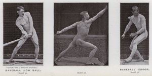 Den menneskelige figur i bevægelse: Baseball, lav bold; Baseball, fejl (s/h-billede) af Eadweard Muybridge