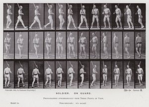 The Human Figure in Motion: Soldat, på vagt (s/h foto) af Eadweard Muybridge