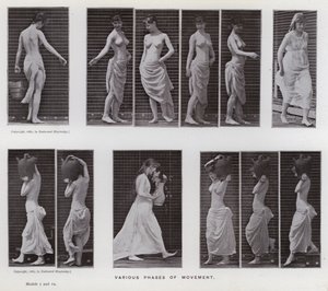 Den menneskelige figur i bevægelse: Forskellige faser af bevægelse (s/h foto) af Eadweard Muybridge