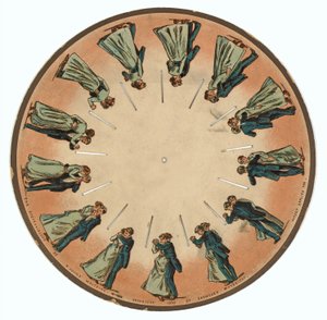zoopraxiscopisk skive med et par, der valser, 1893 af Eadweard Muybridge