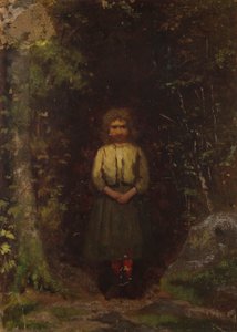 På bjergsiden (recto); Girl in the Woods (verso) af Eastman Johnson