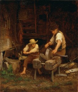 Slibning af le, 1864 af Eastman Johnson