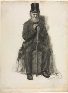 Studie af en gammel mand (muligvis et studie til et portræt af Peter Folger), ca. 1886 (sort kridt) af Eastman Johnson