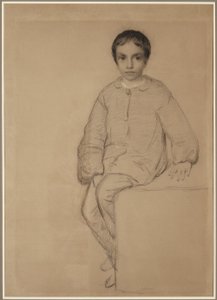 Siddende dreng af Eastman Johnson