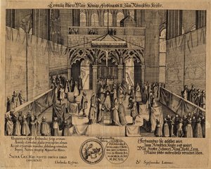 Kroningen af kong Ferdinand II som hellig romersk kejser af Eberhard Kieser