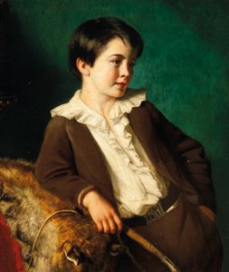 Portræt af Mester John Lethbridge fra Tregeare Manor, Launceston, Devon, trekvart-længde, i et brunt jakkesæt, der holder en pisk, lænet på et dyreskind