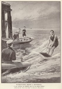 Vandplanlægning bag en motorbåd (Litho) af Edgar Alfred (after) Holloway